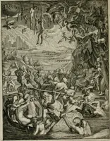 An illustration from Tableaux du temple des muses : tirez du cabinet de feu Mr. Favereau, conseiller du roy en sa Cour des Aydes, & gravez en tailles-douces par les meilleurs maistres de son temps, pour representer les vertus & les vices, sur les plus illustres fables de l'antiquité : avec les descriptions, remarques & annotations (1676)