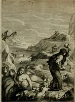 An illustration from Tableaux du temple des muses : tirez du cabinet de feu Mr. Favereau, conseiller du roy en sa Cour des Aydes, & gravez en tailles-douces par les meilleurs maistres de son temps, pour representer les vertus & les vices, sur les plus illustres fables de l'antiquité : avec les descriptions, remarques & annotations (1676)
