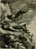 An illustration from Tableaux du temple des muses : tirez du cabinet de feu Mr. Favereau, conseiller du roy en sa Cour des Aydes, & gravez en tailles-douces par les meilleurs maistres de son temps, pour representer les vertus & les vices, sur les plus illustres fables de l'antiquité : avec les descriptions, remarques & annotations (1676)