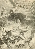 An illustration from Tableaux du temple des muses : tirez du cabinet de feu mr. Favereau...gravez en tailles-douces par les meilleurs maistres de son temps, pour representer les vertus & les vices, sur les plus illustres fables de l'antiquité (1676)