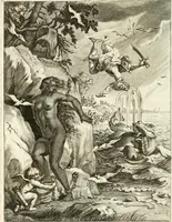 An illustration from Tableaux du temple des muses : tirez du cabinet de feu mr. Favereau...gravez en tailles-douces par les meilleurs maistres de son temps, pour representer les vertus & les vices, sur les plus illustres fables de l'antiquité (1676)
