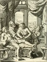 An illustration from Tableaux du temple des muses : tirez du cabinet de feu mr. Favereau...gravez en tailles-douces par les meilleurs maistres de son temps, pour representer les vertus & les vices, sur les plus illustres fables de l'antiquité (1676)