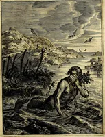 An illustration from Tableaux du temple des muses : tirez du cabinet de feu mr. Favereau...gravez en tailles-douces par les meilleurs maistres de son temps, pour representer les vertus & les vices, sur les plus illustres fables de l'antiquité (1676)