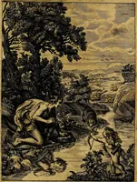 An illustration from Tableaux du temple des muses : tirez du cabinet de feu mr. Favereau...gravez en tailles-douces par les meilleurs maistres de son temps, pour representer les vertus & les vices, sur les plus illustres fables de l'antiquité (1676)