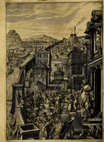 An illustration from Tableaux du temple des muses : tirez du cabinet de feu mr. Favereau...gravez en tailles-douces par les meilleurs maistres de son temps, pour representer les vertus & les vices, sur les plus illustres fables de l'antiquité (1676)