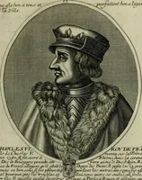 Picture 213 of 221 from Tableaux historiques, ou sont grauez les illustres francois et estrangers de l'un et de l'autre sexe : remarquables par leur naissance et leur fortune, doctrine, pieté, charges et emplois, auec les éloges sommaires contenans leurs noms et leurs qualitez, leurs peres et leurs meres, leurs aages, leurs mariages, les plus belles actions de leur vie et leurs armes blasonnées (1662), leaf 432