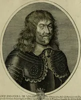 Picture 25 of 221 from Tableaux historiques, ou sont grauez les illustres francois et estrangers de l'un et de l'autre sexe : remarquables par leur naissance et leur fortune, doctrine, pieté, charges et emplois, auec les éloges sommaires contenans leurs noms et leurs qualitez, leurs peres et leurs meres, leurs aages, leurs mariages, les plus belles actions de leur vie et leurs armes blasonnées (1662), leaf 54