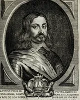 An illustration from Tabula chronologica, sive, Ducum Lotharingiae, Brabantiae, Limburgi &c. et gubernatorum ac archistrategorum eorundem ducatuum & ditionum continua series .. (1669)