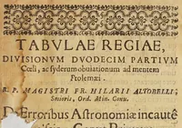 An illustration from Tabulae regiae diuisionum duodecim partium coeli, et syderum obuiationum, ad mentem Ptolemaei (1628)