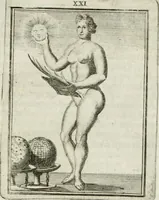 Picture 24 of 71 from Tafereel van overdeftige zinnebeelden : gemaelt naer de deuchden, ondeuchden, gemoetsdriften der menschen, straffen Godts, en zegeningen : eerst beschreven door Cesare Ripa, Pierius Valerianus, Orus Apollo, en anderen ... (1722), leaf 112