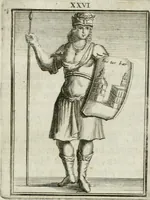 Picture 29 of 71 from Tafereel van overdeftige zinnebeelden : gemaelt naer de deuchden, ondeuchden, gemoetsdriften der menschen, straffen Godts, en zegeningen : eerst beschreven door Cesare Ripa, Pierius Valerianus, Orus Apollo, en anderen ... (1722), leaf 148