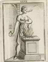 Picture 30 of 71 from Tafereel van overdeftige zinnebeelden : gemaelt naer de deuchden, ondeuchden, gemoetsdriften der menschen, straffen Godts, en zegeningen : eerst beschreven door Cesare Ripa, Pierius Valerianus, Orus Apollo, en anderen ... (1722), leaf 155