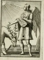 Picture 31 of 71 from Tafereel van overdeftige zinnebeelden : gemaelt naer de deuchden, ondeuchden, gemoetsdriften der menschen, straffen Godts, en zegeningen : eerst beschreven door Cesare Ripa, Pierius Valerianus, Orus Apollo, en anderen ... (1722), leaf 166