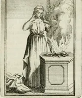 An illustration from Tafereel van overdeftige zinnebeelden : gemaelt naer de deuchden, ondeuchden, gemoetsdriften der menschen, straffen Godts, en zegeningen : eerst beschreven door Cesare Ripa, Pierius Valerianus, Orus Apollo, en anderen ... (1722)