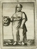 Picture 42 of 71 from Tafereel van overdeftige zinnebeelden : gemaelt naer de deuchden, ondeuchden, gemoetsdriften der menschen, straffen Godts, en zegeningen : eerst beschreven door Cesare Ripa, Pierius Valerianus, Orus Apollo, en anderen ... (1722), leaf 236