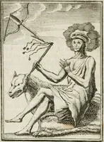 Picture 58 of 71 from Tafereel van overdeftige zinnebeelden : gemaelt naer de deuchden, ondeuchden, gemoetsdriften der menschen, straffen Godts, en zegeningen : eerst beschreven door Cesare Ripa, Pierius Valerianus, Orus Apollo, en anderen ... (1722), leaf 357