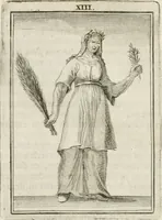 Picture 16 of 71 from Tafereel van overdeftige zinnebeelden : gemaelt naer de deuchden, ondeuchden, gemoetsdriften der menschen, straffen Godts, en zegeningen : eerst beschreven door Cesare Ripa, Pierius Valerianus, Orus Apollo, en anderen ... (1722), leaf 75