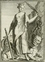 Picture 20 of 71 from Tafereel van overdeftige zinnebeelden : gemaelt naer de deuchden, ondeuchden, gemoetsdriften der menschen, straffen Godts, en zegeningen : eerst beschreven door Cesare Ripa, Pierius Valerianus, Orus Apollo, en anderen ... (1722), leaf 94