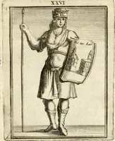 Picture 28 of 68 from Tafereel van overdeftige zinnebeelden : gemaelt naer de deuchden, ondeuchden, gemoetsdriften der menschen, straffen Godts, en zegeningen : eerst beschreven door Cesare Ripa, Pierius Valerianus, Orus Apollo, en anderen ... (1722), leaf 150