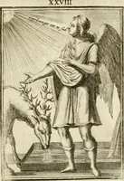 Picture 30 of 68 from Tafereel van overdeftige zinnebeelden : gemaelt naer de deuchden, ondeuchden, gemoetsdriften der menschen, straffen Godts, en zegeningen : eerst beschreven door Cesare Ripa, Pierius Valerianus, Orus Apollo, en anderen ... (1722), leaf 168