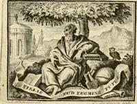 Picture 2 of 68 from Tafereel van overdeftige zinnebeelden : gemaelt naer de deuchden, ondeuchden, gemoetsdriften der menschen, straffen Godts, en zegeningen : eerst beschreven door Cesare Ripa, Pierius Valerianus, Orus Apollo, en anderen ... (1722), leaf 6