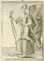 Picture 12 of 68 from Tafereel van overdeftige zinnebeelden : gemaelt naer de deuchden, ondeuchden, gemoetsdriften der menschen, straffen Godts, en zegeningen : eerst beschreven door Cesare Ripa, Pierius Valerianus, Orus Apollo, en anderen ... (1722), leaf 64