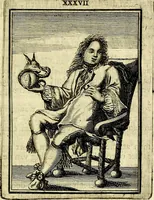 An illustration from Tafereel van overdeftige zinnebeelden, gemaelt naer de deuchden, ondeuchden, gemoetsdriften der menschen, straffen Godts, en zegeningen (1722)