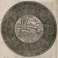 An illustration from Opera nuova che insegna a le Dõne a cuscire : a raccãmare et a disegnar a ciascuno : Et la ditta opera sara di grande utilita ad ogni artista : per esser il disegno ad ogniuno necessario : laqual e intitolata esempio di racãmi (1530)