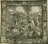 An illustration from Tapestries and carpets from the palace of the Pardo [sic], woven at the royal manufactory of Madrid, loaned by His Majesty the King of Spain for exhibition by the Hispanic Society of America (1917)