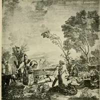 An illustration from Tapestries and carpets from the palace of the Pardo [sic], woven at the royal manufactory of Madrid, loaned by His Majesty the King of Spain for exhibition by the Hispanic Society of America (1917)