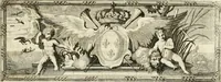 An illustration from Tapisseries du roy, ou sont representez les quatre elemens et les quatre saisons : avec les devises qvi les accompagnent et leur explication = Königliche französische Tapezereyen, oder überaus schöne Sinn-Bilder, in welchen die vier Element, samt den vier Jahr-Zeiten, neben den Dencksprüchen und ihren Ausslegungen, vorgestellet werden (1690)