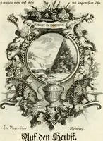 An illustration from Tapisseries du roy, ou sont representez les quatre elemens et les quatre saisons : avec les devises qvi les accompagnent et leur explication = Königliche französische Tapezereyen, oder überaus schöne Sinn-Bilder, in welchen die vier Element, samt den vier Jahr-Zeiten, neben den Dencksprüchen und ihren Ausslegungen, vorgestellet werden (1690)