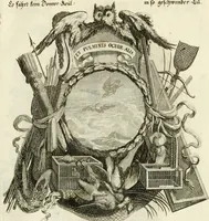 An illustration from Tapisseries du roy, ou sont representez les quatre elemens et les quatre saisons : avec les devises qvi les accompagnent et leur explication = Königliche französische Tapezereyen, oder überaus schöne Sinn-Bilder, in welchen die vier Element, samt den vier Jahr-Zeiten, neben den Dencksprüchen und ihren Ausslegungen, vorgestellet werden (1690)