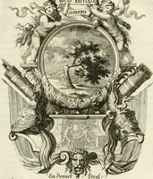An illustration from Tapisseries du roy, ou sont representez les quatre elemens et les quatre saisons : avec les devises qvi les accompagnent et leur explication = Königliche französische Tapezereyen, oder überaus schöne Sinn-Bilder, in welchen die vier Element, samt den vier Jahr-Zeiten, neben den Dencksprüchen und ihren Ausslegungen, vorgestellet werden (1690)