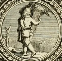 An illustration from Tapisseries du roy, ou sont representez les quatre elemens et les quatre saisons : avec les devises qvi les accompagnent et leur explication = Königliche französische Tapezereyen, oder überaus schöne Sinn-Bilder, in welchen die vier Element, samt den vier Jahr-Zeiten, neben den Dencksprüchen und ihren Ausslegungen, vorgestellet werden (1690)