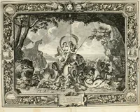 An illustration from Tapisseries du roy, ou sont representez les quatre elemens et les quatre saisons : avec les devises qvi les accompagnent et leur explication = Königliche französische Tapezereyen, oder überaus schöne Sinn-Bilder, in welchen die vier Element, samt den vier Jahr-Zeiten, neben den Dencksprüchen und ihren Ausslegungen, vorgestellet werden (1690)