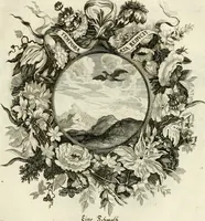 An illustration from Tapisseries du roy, ou sont representez les quatre elemens et les quatre saisons : avec les devises qvi les accompagnent et leur explication = Königliche französische Tapezereyen, oder überaus schöne Sinn-Bilder, in welchen die vier Element, samt den vier Jahr-Zeiten, neben den Dencksprüchen und ihren Ausslegungen, vorgestellet werden (1690)