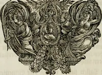 An illustration from Tapisseries du Roy, ou sont representez les quatre elemens et les quatre saisons ; avec les devises qui les accompagnent et leur explication = Königliche französische Tapezereyen, oder überaus schöne Sinn-Bilder, in welchen die vier Element, samt den vier Jahr-Zeiten, neben den Dencksprüchen und ihren Ausslegungen, vorgestellet werden. Aus den Original-Kupffern nachgezeichnet, und den Kunstliebenden zu Nutzen und Ergötzen an den Tag gegeben und verlegt (1690)