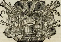 An illustration from Tapisseries du Roy, ou sont representez les quatre elemens et les quatre saisons ; avec les devises qui les accompagnent et leur explication = Königliche französische Tapezereyen, oder überaus schöne Sinn-Bilder, in welchen die vier Element, samt den vier Jahr-Zeiten, neben den Dencksprüchen und ihren Ausslegungen, vorgestellet werden. Aus den Original-Kupffern nachgezeichnet, und den Kunstliebenden zu Nutzen und Ergötzen an den Tag gegeben und verlegt (1690)