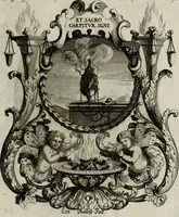 Picture 14 of 74 from Tapisseries du Roy, ou sont representez les quatre elemens et les quatre saisons ; avec les devises qui les accompagnent et leur explication = Königliche französische Tapezereyen, oder überaus schöne Sinn-Bilder, in welchen die vier Element, samt den vier Jahr-Zeiten, neben den Dencksprüchen und ihren Ausslegungen, vorgestellet werden. Aus den Original-Kupffern nachgezeichnet, und den Kunstliebenden zu Nutzen und Ergötzen an den Tag gegeben und verlegt (1690), leaf 28