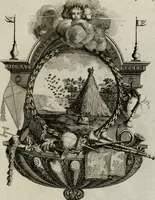 Picture 23 of 74 from Tapisseries du Roy, ou sont representez les quatre elemens et les quatre saisons ; avec les devises qui les accompagnent et leur explication = Königliche französische Tapezereyen, oder überaus schöne Sinn-Bilder, in welchen die vier Element, samt den vier Jahr-Zeiten, neben den Dencksprüchen und ihren Ausslegungen, vorgestellet werden. Aus den Original-Kupffern nachgezeichnet, und den Kunstliebenden zu Nutzen und Ergötzen an den Tag gegeben und verlegt (1690), leaf 48