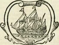 An illustration from 't Boeck der zee-rechten, inhoudende dat hooghste ende oudtste Godtlantsche water-recht, dat de gemeene kooplieden ende schippers geordineert ende gemaeckt hebben tot Wisbuy. De zee-rechten gemaeckt by keyser Carel, als mede die gemaeckt zijn ten tijde van koninck Philippus de Derde, mede inhoudende seeckere ordonnantie op't stuck van de asseurantien, bodemerije, ende toerustinge van schepen. Mitsgaders de schips-rechten, gemaeckt by de oude Hanze-steden. Noch zijn hier by-gevoeght de willekeuren en costuymen van de binnenlants-vaerders, van Amsterdam, Antwerpen, Middelburgh, Rotterdam, Dordrecht, Haerlem, Uytrecht, ende Leyden. Item van de buytenlandts-vaerders, van Rouan, Lonnen, ende Hamburgh, &c. Noch een korte instructie ende ordonnantie voor de commissarissen t'Amsteiredamme van de zee-vaert. In dese laetste druck noch vermeerdert met een nieuwe ordonnantie van 't pael-geldt (1678)