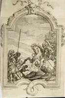 An illustration from Teatro de la gloria : consagrado a la excelentisima señora doña Felice de Sandoval Enriquez, duquesa de Vceda difunta : por el excelentisimo señor don Gaspar Tellez Giron, duque de Osuna, conde de Vreña, gouernador del estado de Milan y capitan general en Italia, en sus solemnes esequias celebradas en Milan (1671)