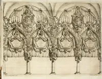 An illustration from Teatro de la gloria : consagrado a la excelentisima señora doña Felice de Sandoval Enriquez, duquesa de Vceda difunta : por el excelentisimo señor don Gaspar Tellez Giron, duque de Osuna, conde de Vreña, gouernador del estado de Milan y capitan general en Italia, en sus solemnes esequias celebradas en Milan (1671)