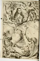 An illustration from Teatro de la gloria : consagrado a la excelentisima señora doña Felice de Sandoval Enriquez, duquesa de Vceda difunta : por el excelentisimo señor don Gaspar Tellez Giron, duque de Osuna, conde de Vreña, gouernador del estado de Milan y capitan general en Italia, en sus solemnes esequias celebradas en Milan (1671)
