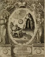 An illustration from Templvm gratiarvm, serenissimi ... : principis ac domini D. Leopoldi, archidvcis Avstriae et comitis Tyrolis &c fvndatoris mvnificentissimi : augustissimi ... caesaris Ferdinandi II., Germani fratris, piis manibvs ... a memoria archidvcalis collegii Passaviensis Societatis Iesv, ipso inferiarum, ac post D. Leopoldi die cum iusta in oratorio pie persolveret ac moestissime parentaret, A.D. MDCXXXII : Summa observantia dicatum dedicatumque (1633)