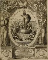 An illustration from Templvm gratiarvm, serenissimi ... : principis ac domini D. Leopoldi, archidvcis Avstriae et comitis Tyrolis &c fvndatoris mvnificentissimi : augustissimi ... caesaris Ferdinandi II., Germani fratris, piis manibvs ... a memoria archidvcalis collegii Passaviensis Societatis Iesv, ipso inferiarum, ac post D. Leopoldi die cum iusta in oratorio pie persolveret ac moestissime parentaret, A.D. MDCXXXII : Summa observantia dicatum dedicatumque (1633)