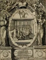 An illustration from Templvm gratiarvm, serenissimi ... : principis ac domini D. Leopoldi, archidvcis Avstriae et comitis Tyrolis &c fvndatoris mvnificentissimi : augustissimi ... caesaris Ferdinandi II., Germani fratris, piis manibvs ... a memoria archidvcalis collegii Passaviensis Societatis Iesv, ipso inferiarum, ac post D. Leopoldi die cum iusta in oratorio pie persolveret ac moestissime parentaret, A.D. MDCXXXII : Summa observantia dicatum dedicatumque (1633)