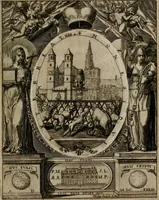 An illustration from Templvm gratiarvm, serenissimi ... : principis ac domini D. Leopoldi, archidvcis Avstriae et comitis Tyrolis &c fvndatoris mvnificentissimi : augustissimi ... caesaris Ferdinandi II., Germani fratris, piis manibvs ... a memoria archidvcalis collegii Passaviensis Societatis Iesv, ipso inferiarum, ac post D. Leopoldi die cum iusta in oratorio pie persolveret ac moestissime parentaret, A.D. MDCXXXII : Summa observantia dicatum dedicatumque (1633)