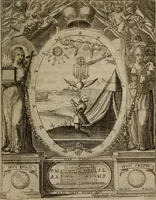 An illustration from Templvm gratiarvm, serenissimi ... : principis ac domini D. Leopoldi, archidvcis Avstriae et comitis Tyrolis &c fvndatoris mvnificentissimi : augustissimi ... caesaris Ferdinandi II., Germani fratris, piis manibvs ... a memoria archidvcalis collegii Passaviensis Societatis Iesv, ipso inferiarum, ac post D. Leopoldi die cum iusta in oratorio pie persolveret ac moestissime parentaret, A.D. MDCXXXII : Summa observantia dicatum dedicatumque (1633)